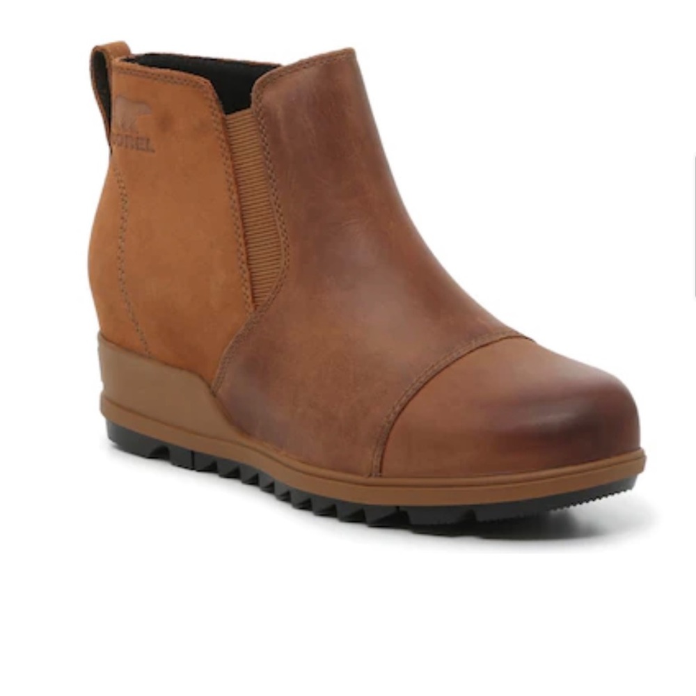 Sorel Evie cognac wedge boots Chelsea booties